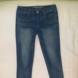 American Eagle Super Stretch Jeggings, Medium Blue 8 Long